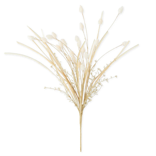 Cream Flocked Thistle & Grass Spray