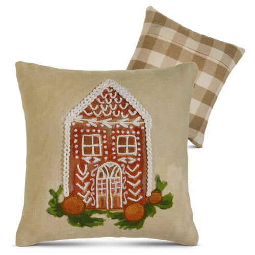 Embroidered Gingerbread Pillow