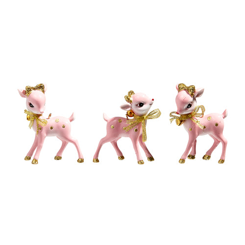 Vintage Pink Deer Ornament 3''