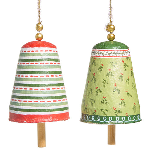 Christmas Paper Mache Bell Ornaments