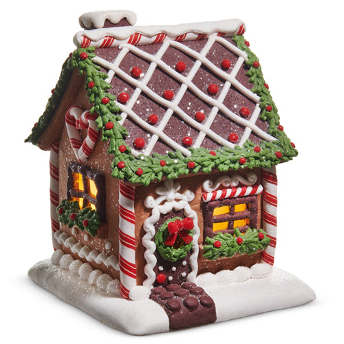 Lighted Chocolate Frosted Gingerbread House