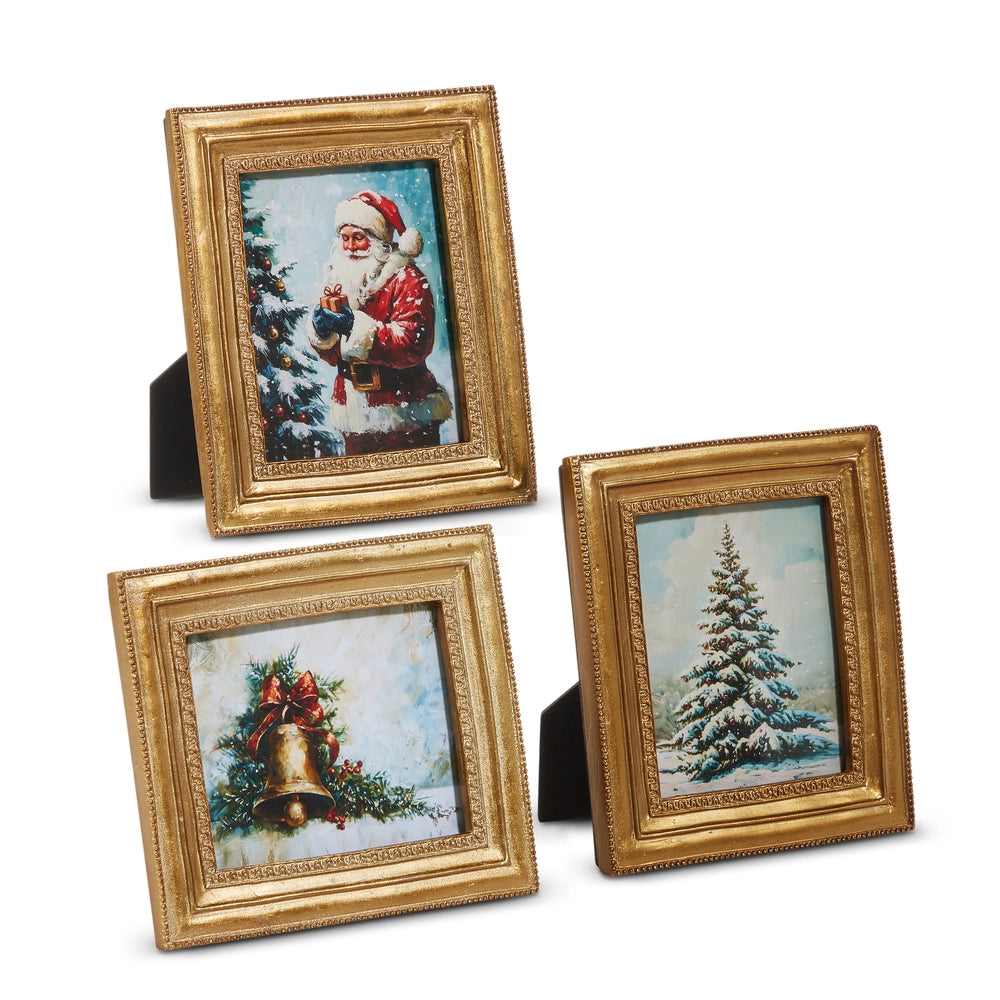 Traditional Winter Holiday Scene Framed Art