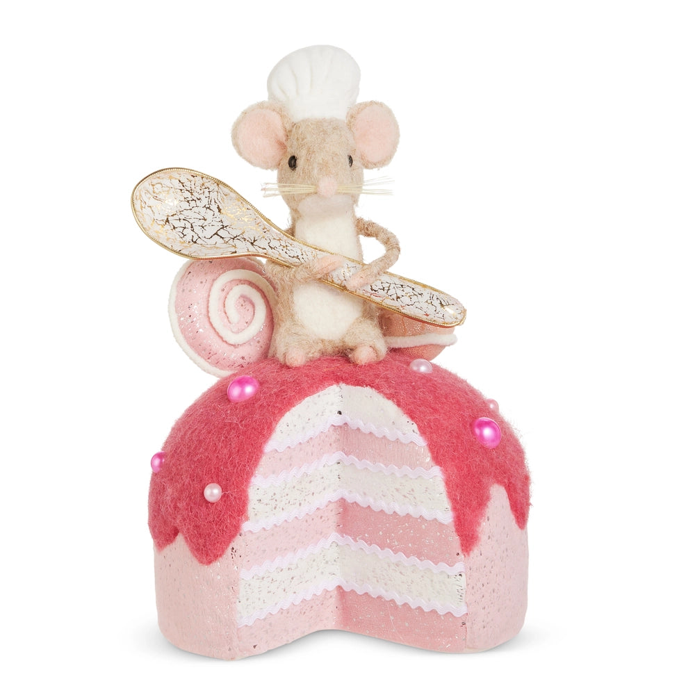 Pink Cake Baking Mouse Ornament