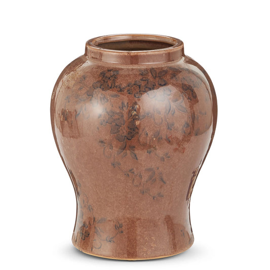 Brown Floral Vase 9.5"