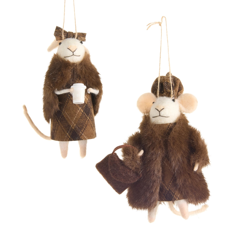 Fur Coat Mice Ornament