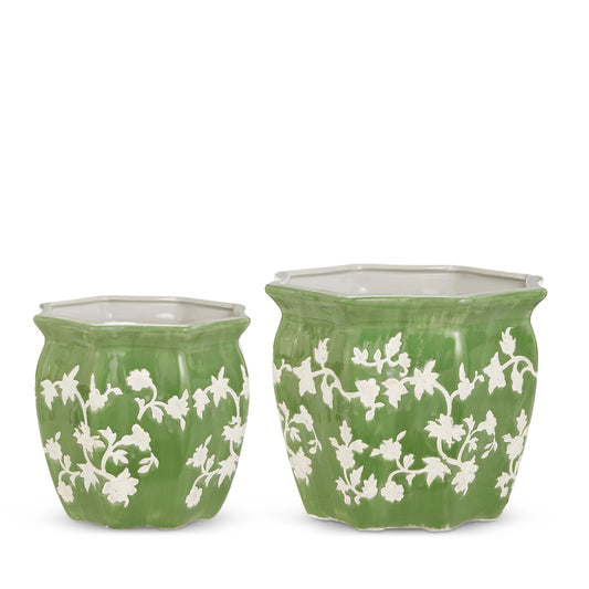 Green Floral Planters