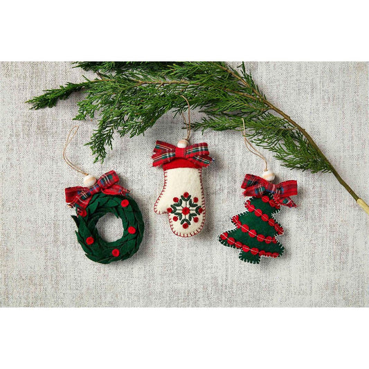 Tartan Bow Felt Ornaments