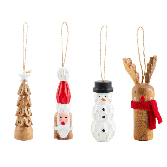 Carved Wood Peg Ornaments