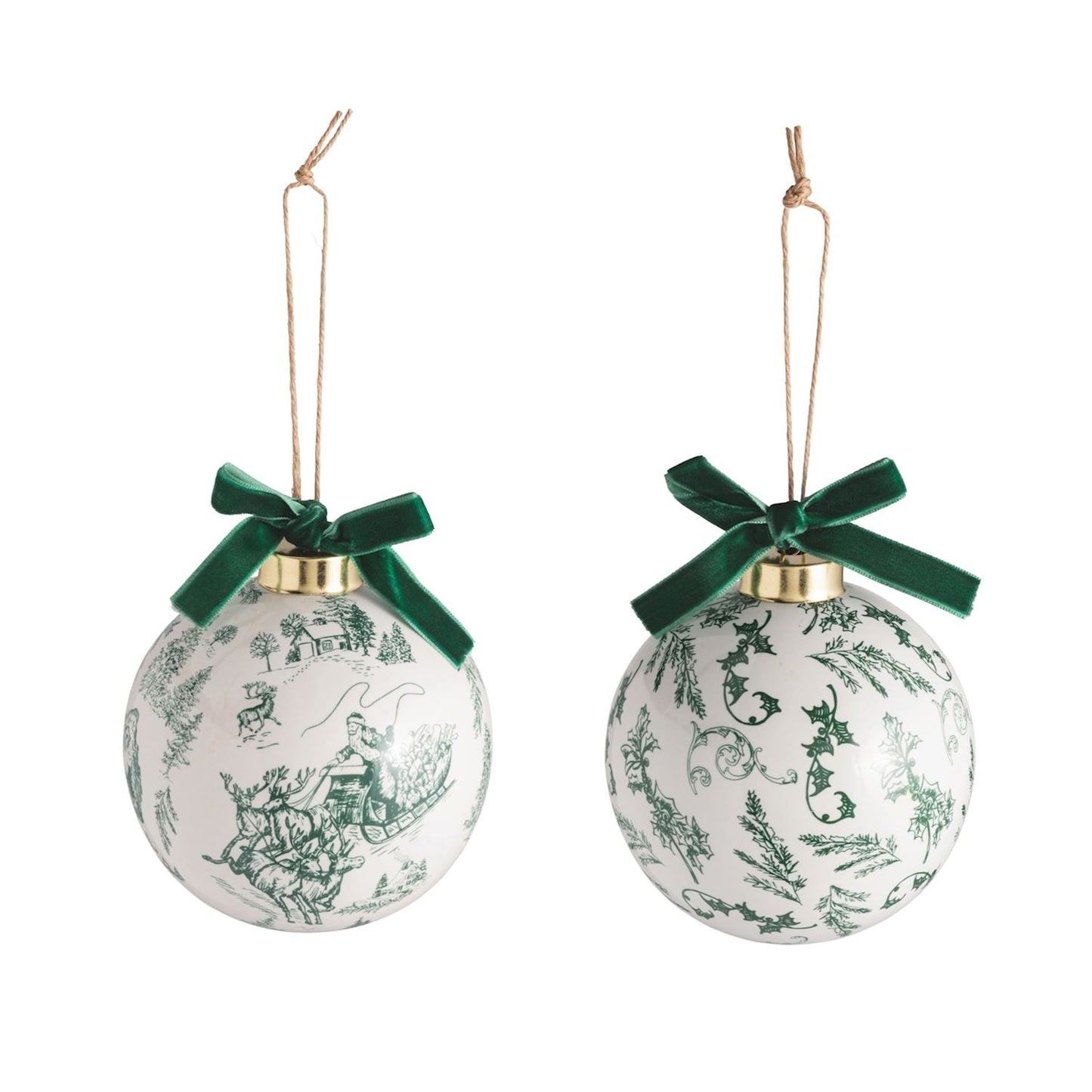 Green Toile Ball Ornament