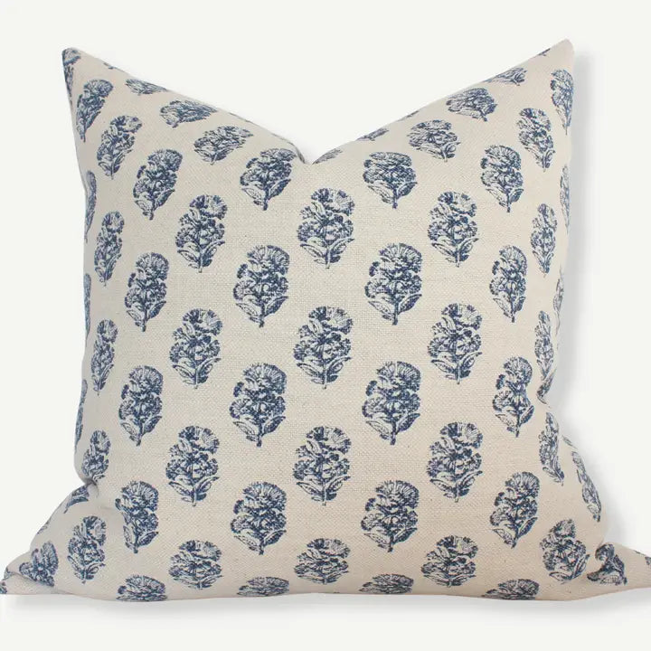 Cream Blue Throw Pillow