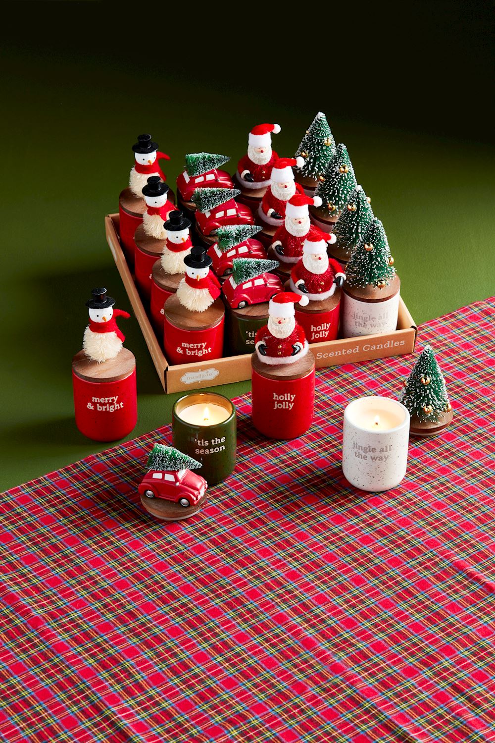 Christmas Bottle Brush Topper Candles