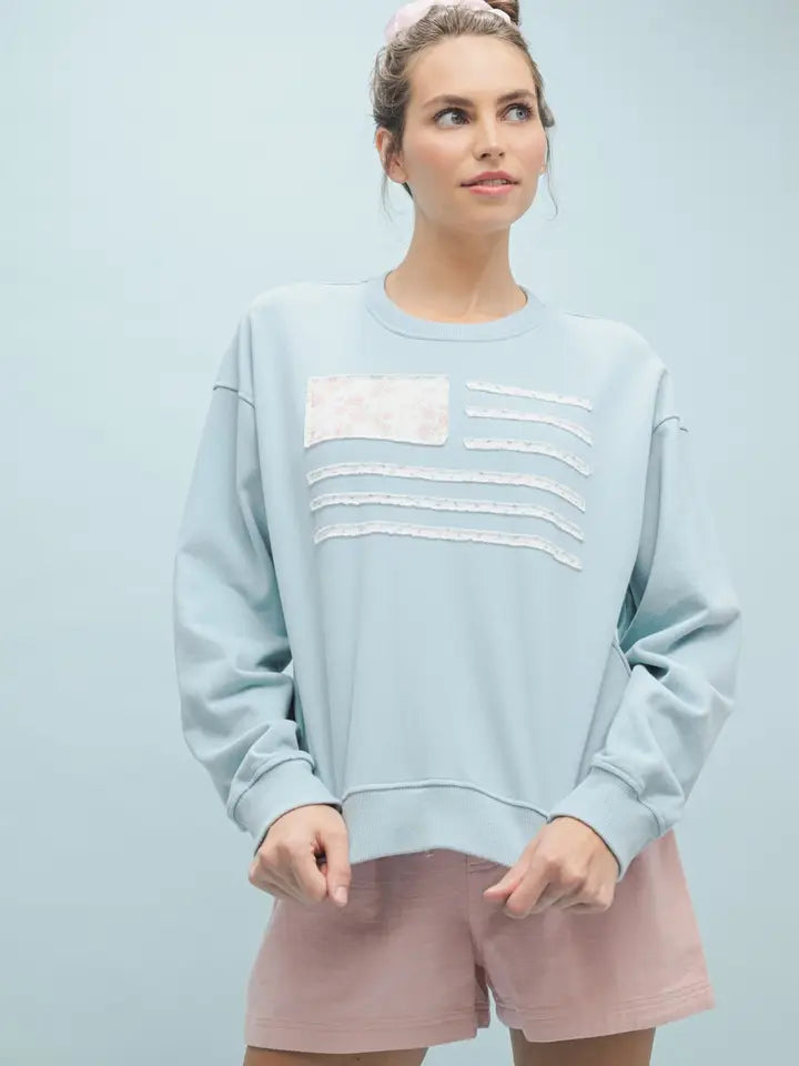 Floral Patch Flag Pullover