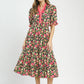 Floral Ruffle Trim Tiered Midi Dress