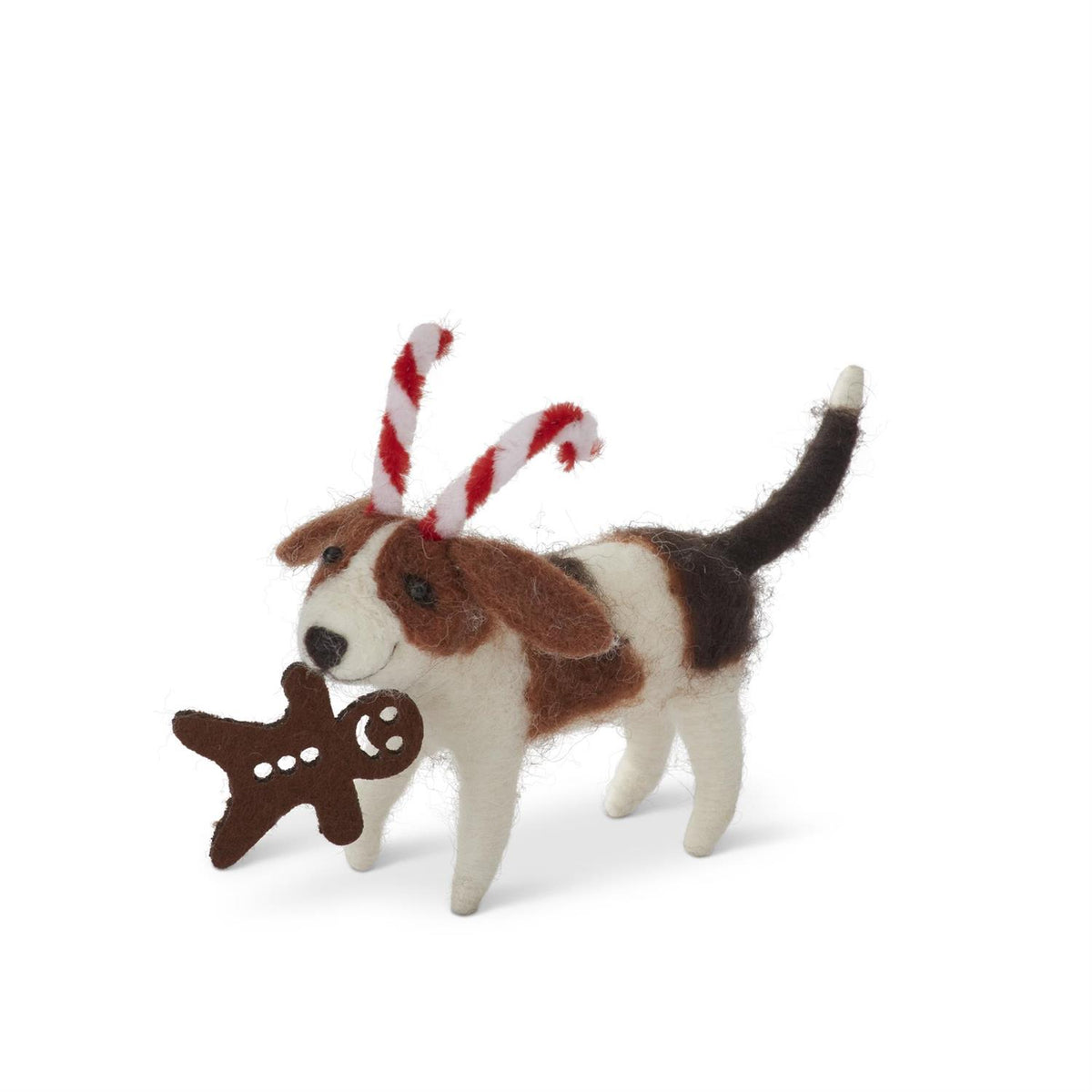 Beagle With Candy Cane Antlers And Gingerbread Man