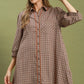 Plaid Button Down Oversized Shirt DresS