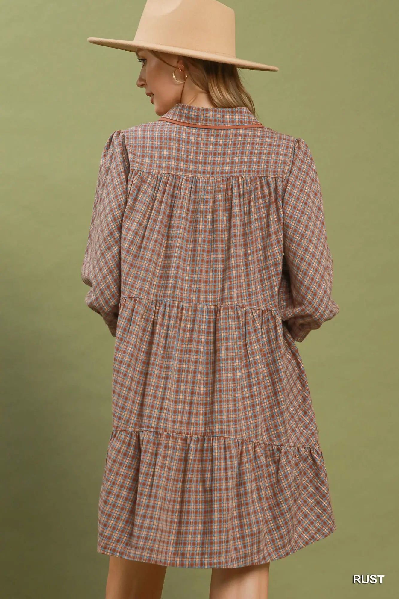 Plaid Button Down Oversized Shirt DresS
