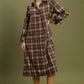 Rust Plain Henley Midi Dress