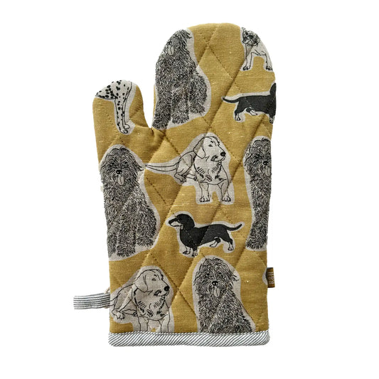Dog Print Oven Glove Yellow Sunset