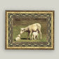 Ewe and Two Lambs Framed Antique Art