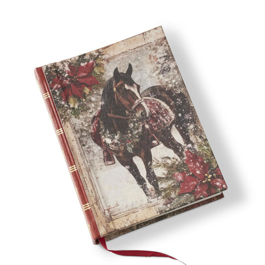 Gold Foil & Leather Spine Equestrian Christmas Journal 8x6