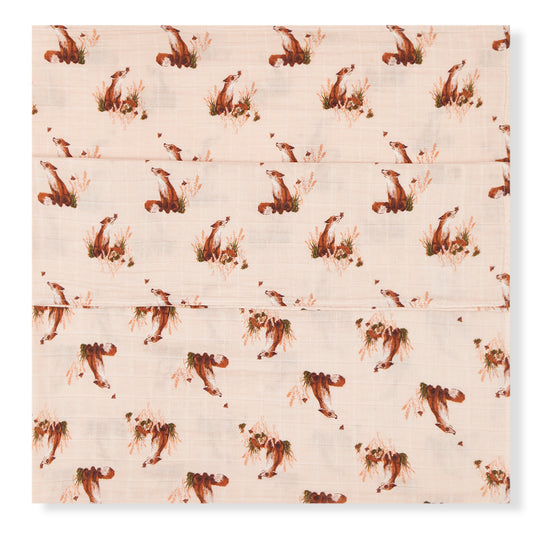 Floral Fox Organic Muslin Swaddle