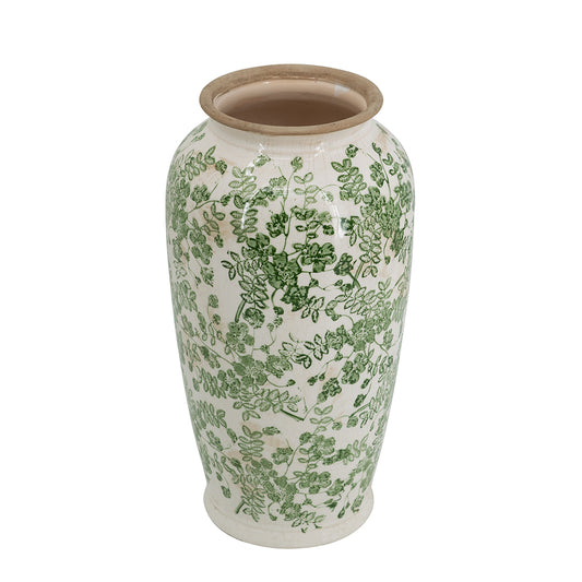 Green Floral Ceramic Vase