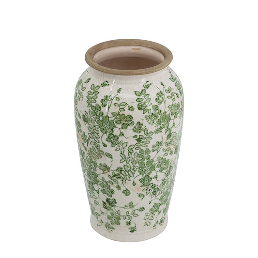 Green Floral Ceramic Vase