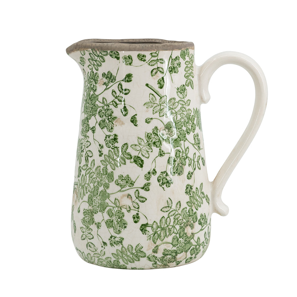 Green Floral Pitcher