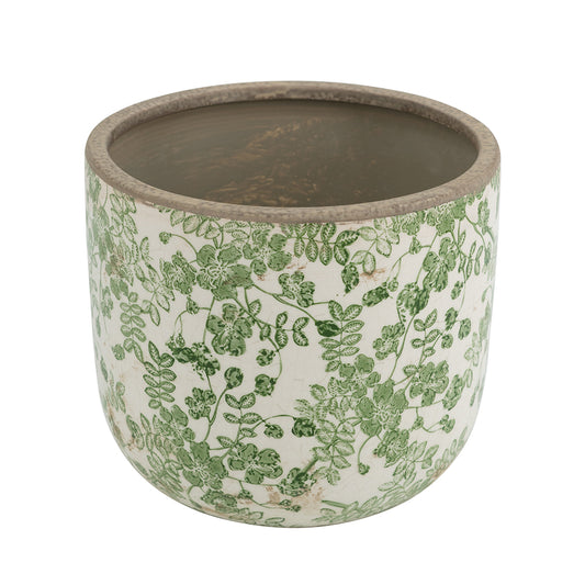 Green Floral Ceramic Planter