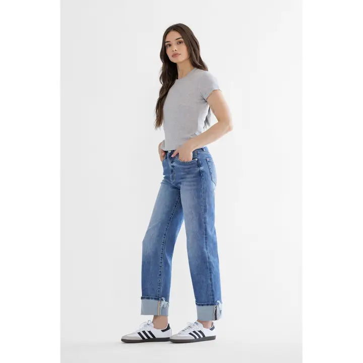 Super High-Rise Relaxed Straight Cuffed Leg Jean
