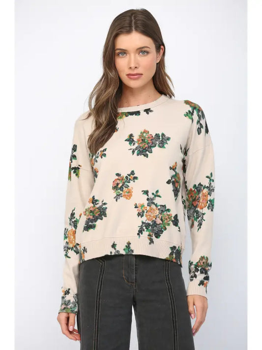 Printed Crew Neckline Sweater
