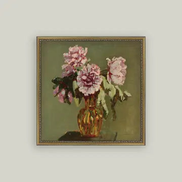 Peonies and Small Yellow Vase