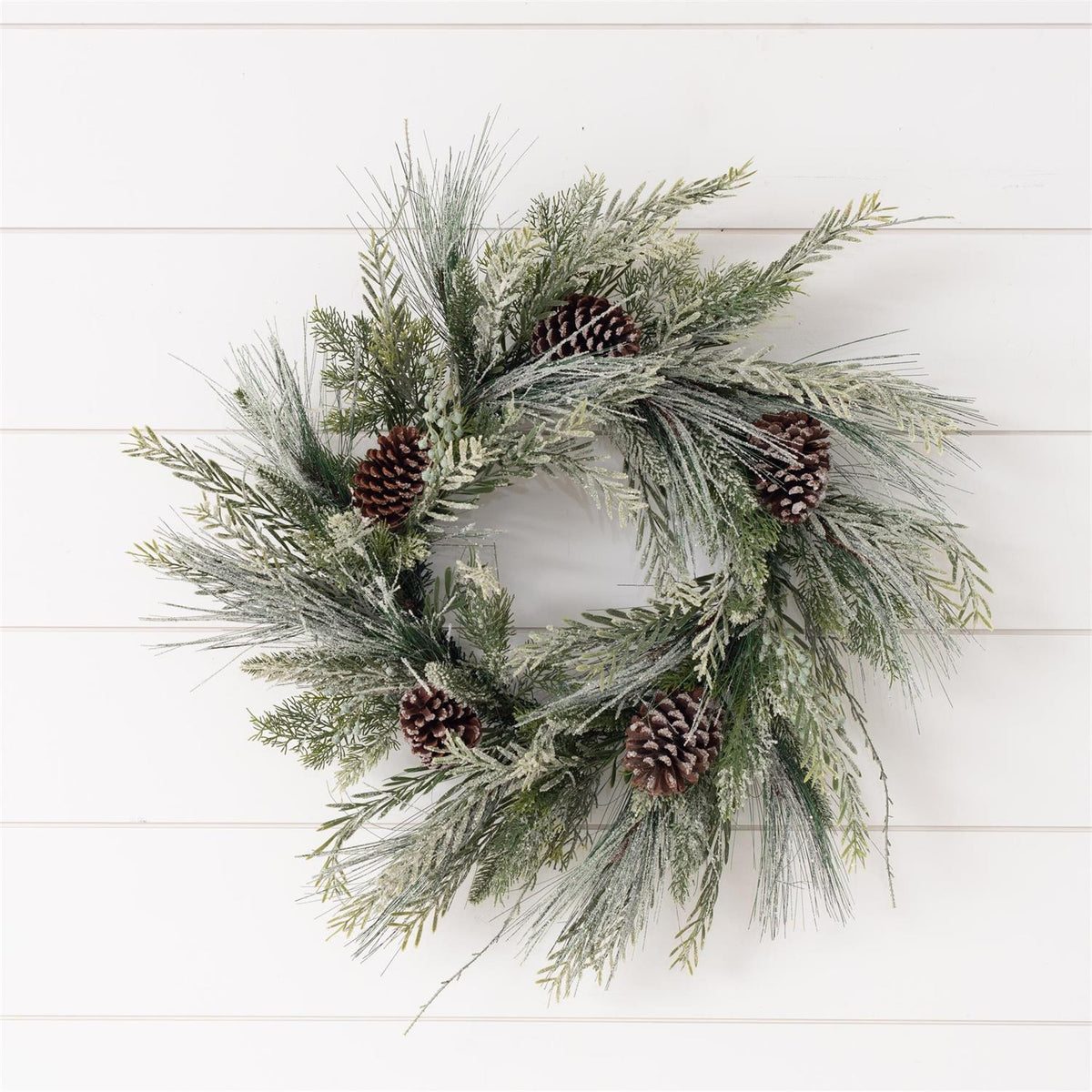 Frosted Mixed Greenery Wreath