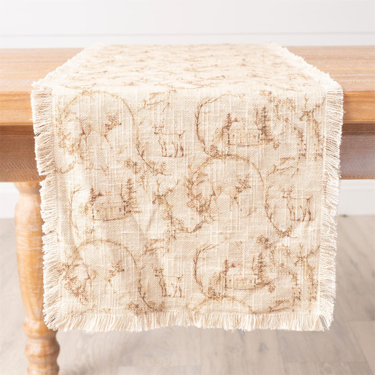 Sepia Deer Toile Table Runner