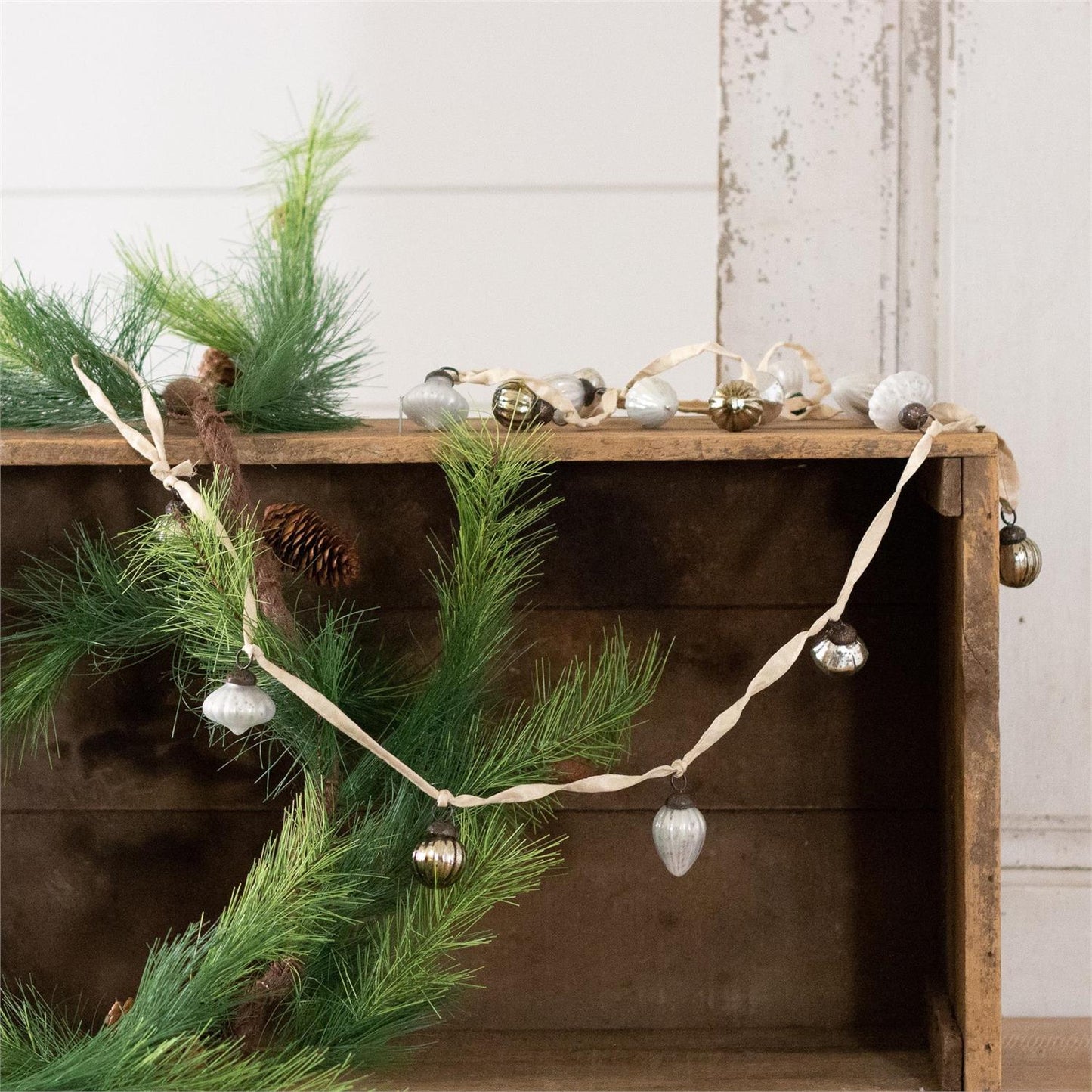 Mini Silver Mercury Glass Ornament Garland