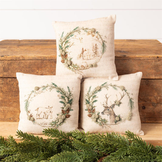 Holly & Ivy Embroidered Mini Pillows