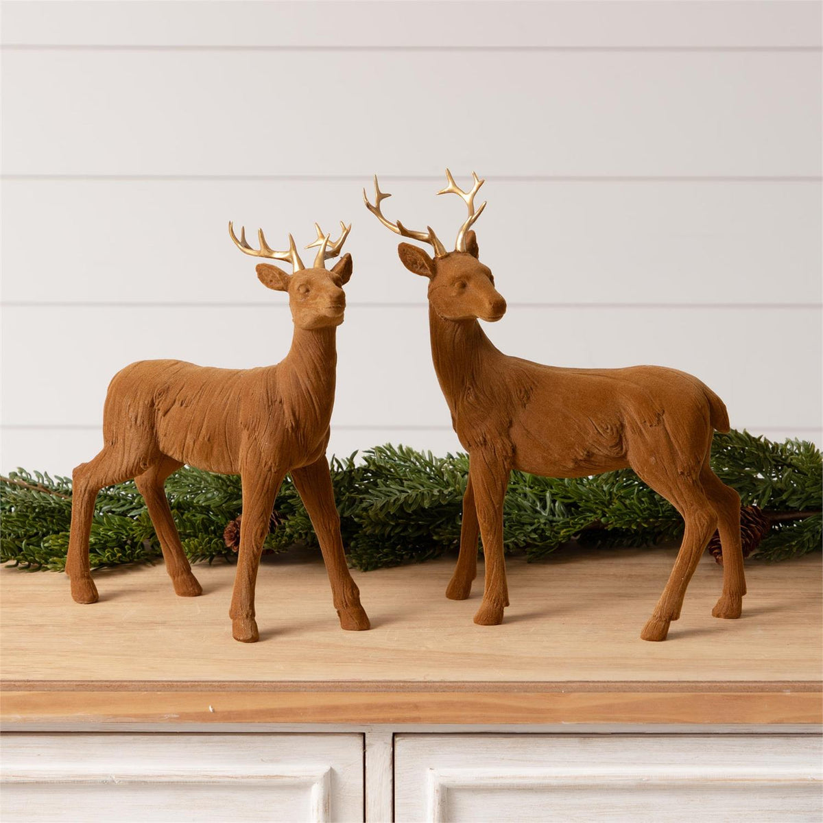 Velvet Deer With Gold Antlers