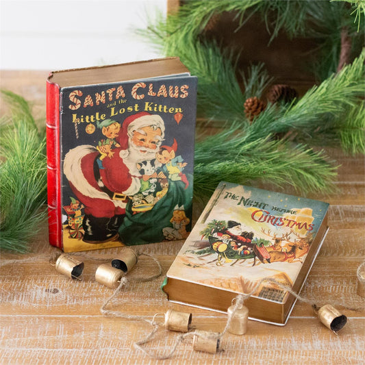 Vintage Christmas Metal Book Boxes