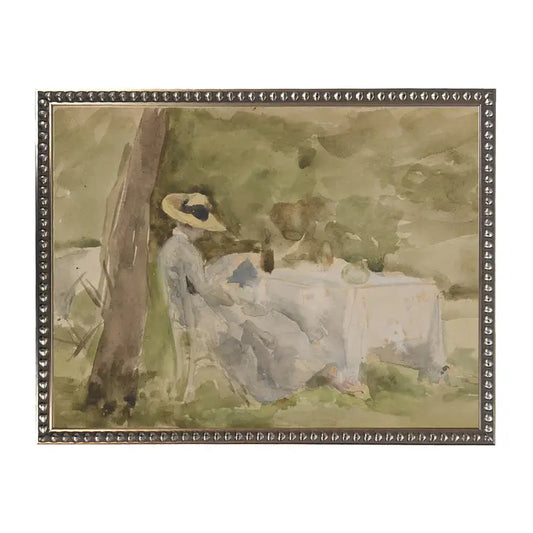 Vintage Watercolor Woman At Table