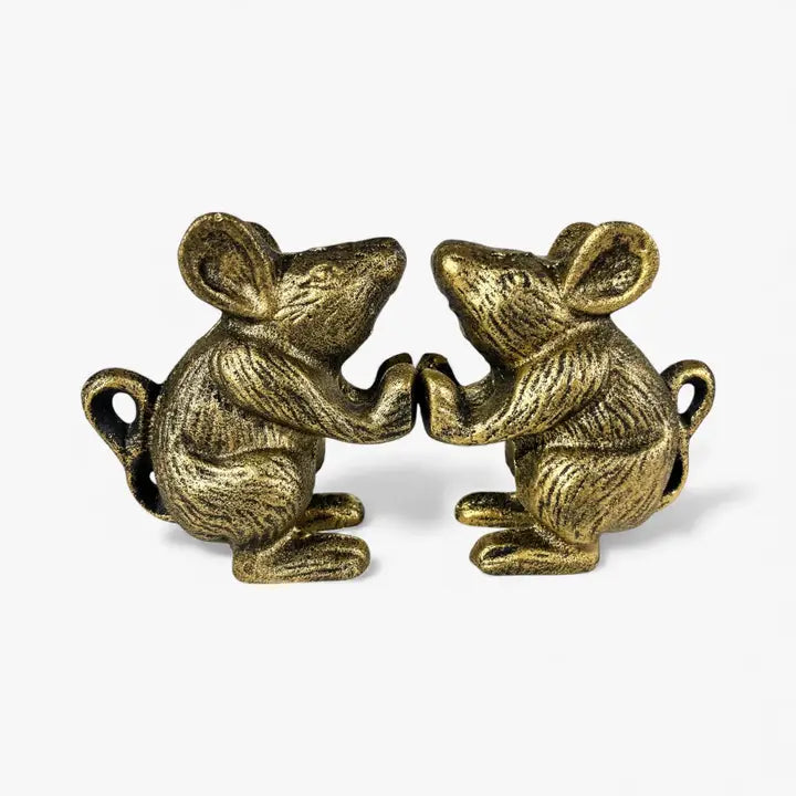 Gold Cast Iron Mouse Bookend