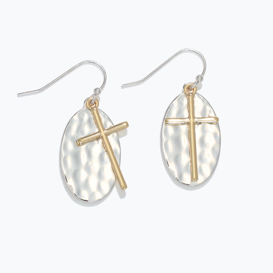 Hammered Two-Tone w Cross