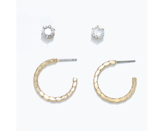Duo CZ Stud and Gold Hoop