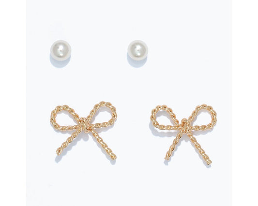 Duo Pearls and Gold Rope Studs