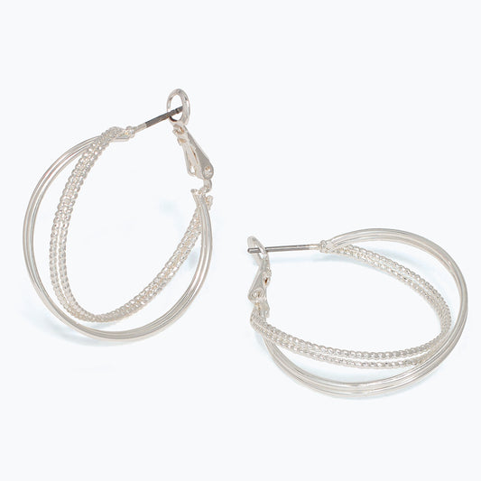 Silver Twisted Hoops