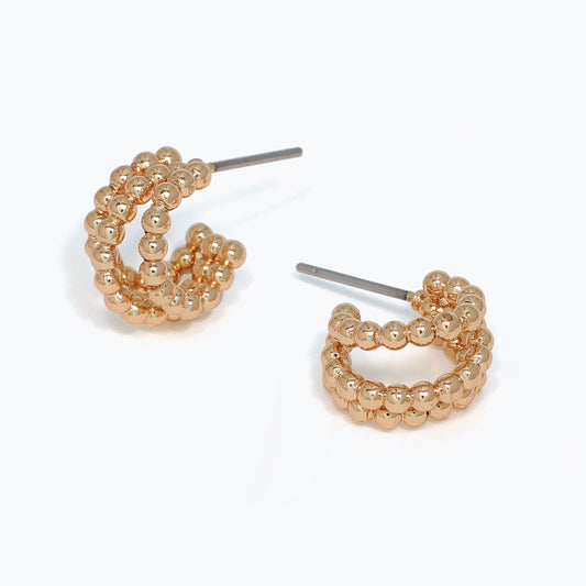 Beaded Gold Hoops