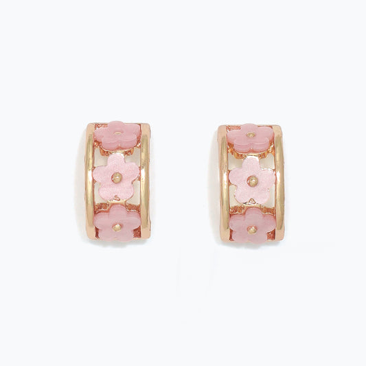Dusty Pink Gold Flower Earrings