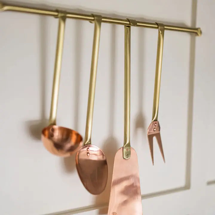 Brass Hanging Rod & Utensil Set