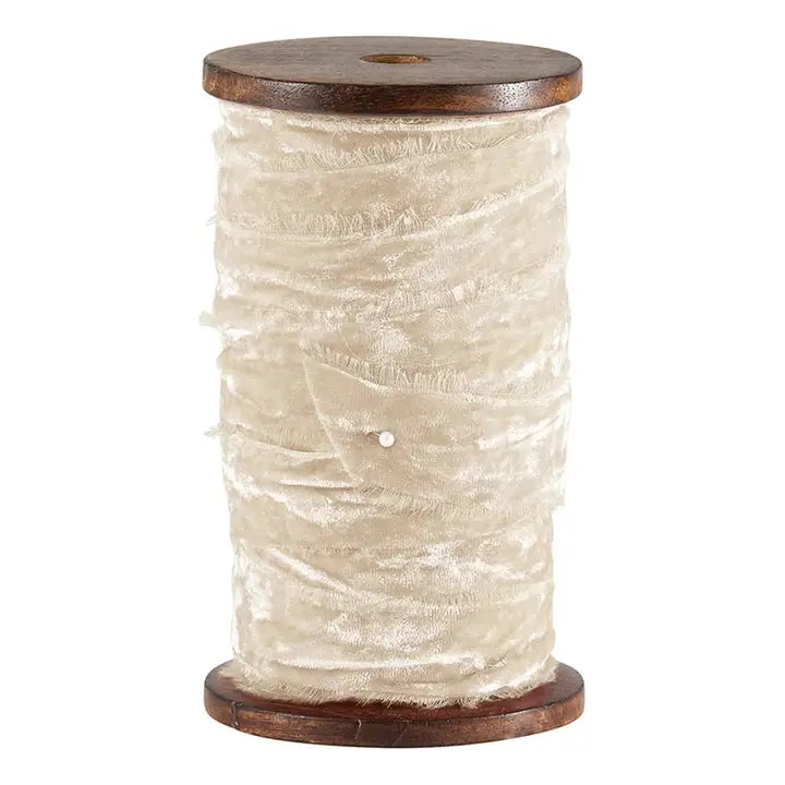 Ivory Frayed Velvet Ribbon