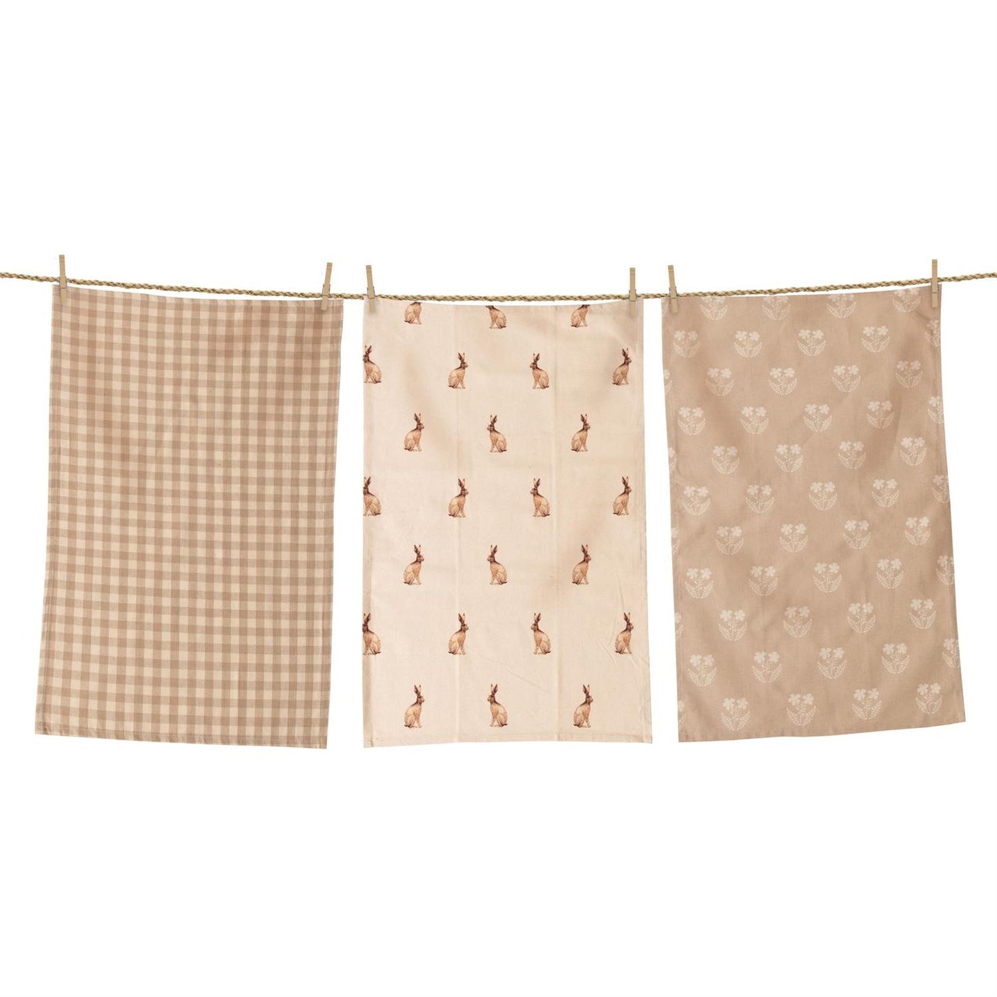Rabbit Linen Check Tea Towels