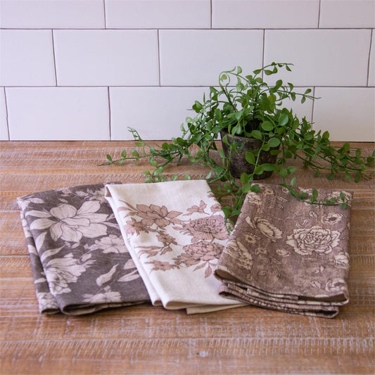 Sepia Florals Tea Towels